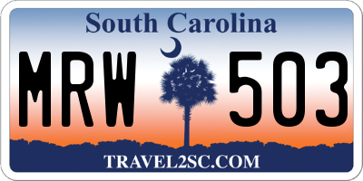 SC license plate MRW503