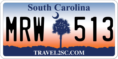 SC license plate MRW513