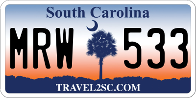 SC license plate MRW533