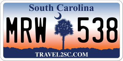 SC license plate MRW538