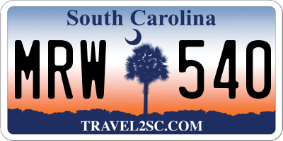 SC license plate MRW540