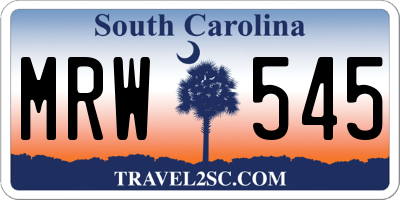 SC license plate MRW545