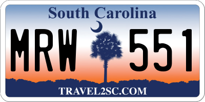 SC license plate MRW551