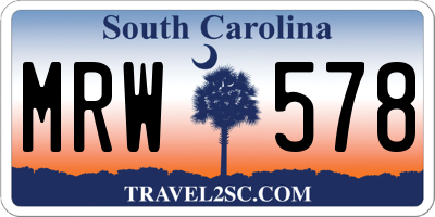 SC license plate MRW578