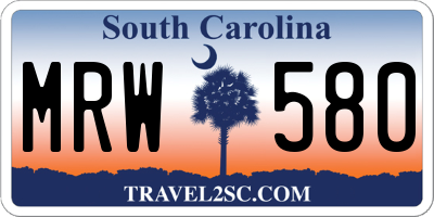 SC license plate MRW580