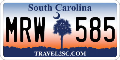 SC license plate MRW585