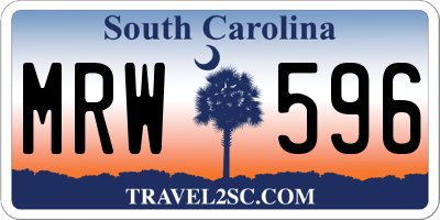 SC license plate MRW596