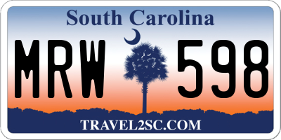 SC license plate MRW598