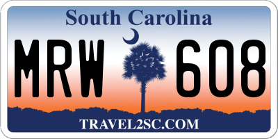 SC license plate MRW608