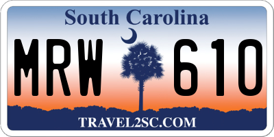 SC license plate MRW610