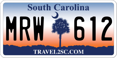 SC license plate MRW612