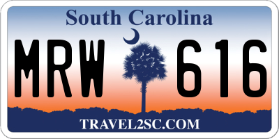 SC license plate MRW616