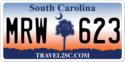 SC license plate MRW623