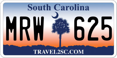 SC license plate MRW625