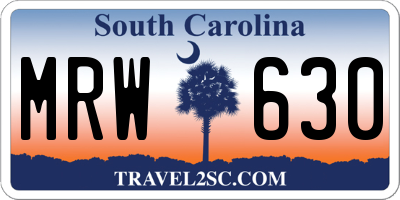 SC license plate MRW630