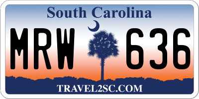 SC license plate MRW636