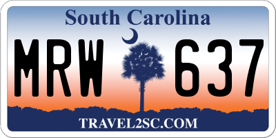 SC license plate MRW637