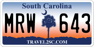 SC license plate MRW643