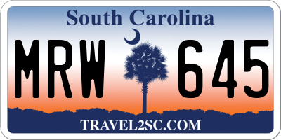 SC license plate MRW645