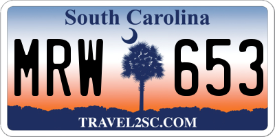 SC license plate MRW653
