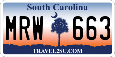 SC license plate MRW663