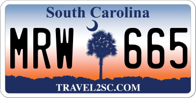 SC license plate MRW665