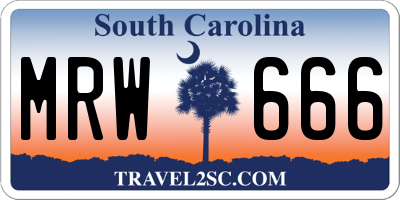 SC license plate MRW666