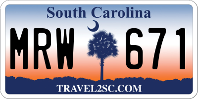 SC license plate MRW671