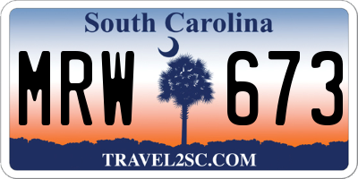 SC license plate MRW673