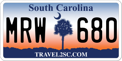SC license plate MRW680