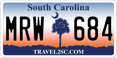 SC license plate MRW684