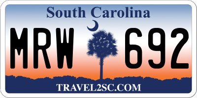 SC license plate MRW692
