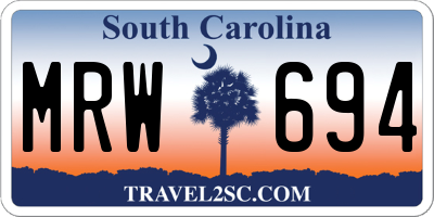 SC license plate MRW694