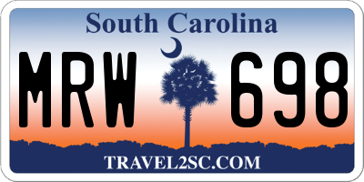 SC license plate MRW698