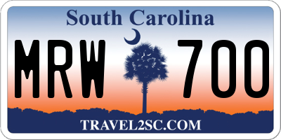 SC license plate MRW700