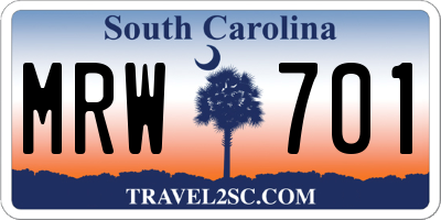 SC license plate MRW701