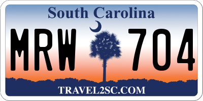 SC license plate MRW704