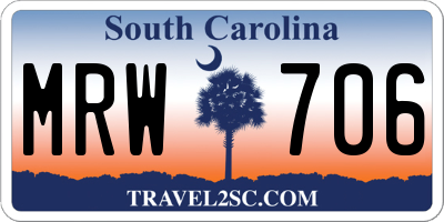 SC license plate MRW706