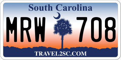 SC license plate MRW708