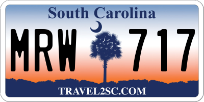 SC license plate MRW717