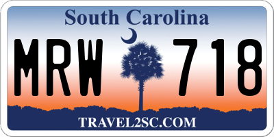 SC license plate MRW718