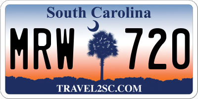 SC license plate MRW720