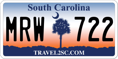 SC license plate MRW722