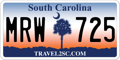 SC license plate MRW725