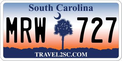 SC license plate MRW727