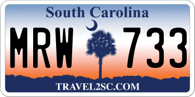 SC license plate MRW733