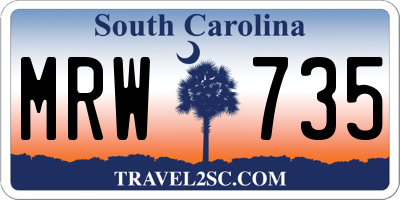 SC license plate MRW735