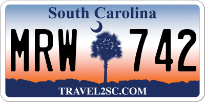 SC license plate MRW742