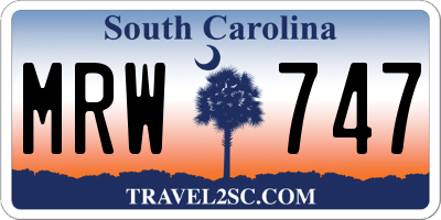 SC license plate MRW747