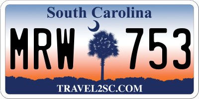 SC license plate MRW753